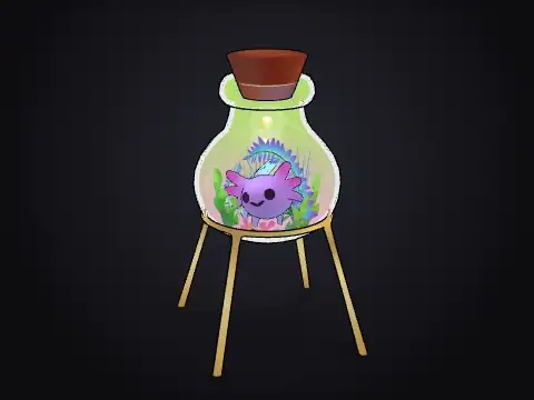 Axolotl in a Magic Flask 3D model