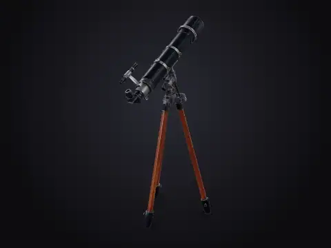 Brass Telescope on a Tripod 3D model