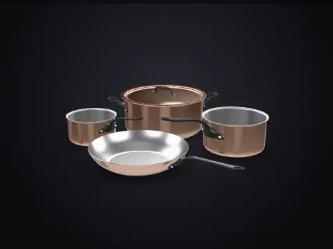 Copper Pots and Pans 3D model
