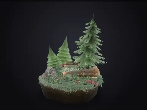Low-Poly Forest Scene 3D model