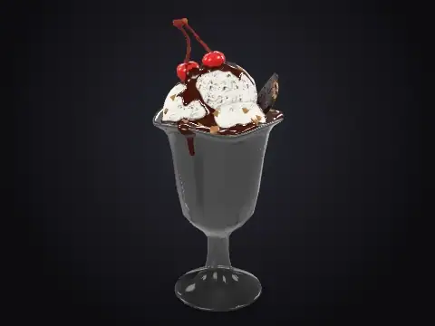 Low-Poly Ice Cream Sundae 3D model
