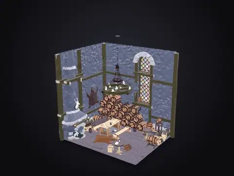Low-Poly Medieval Tavern 3D model