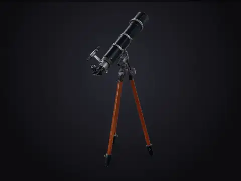 Brass Telescope on a Tripod 3D model