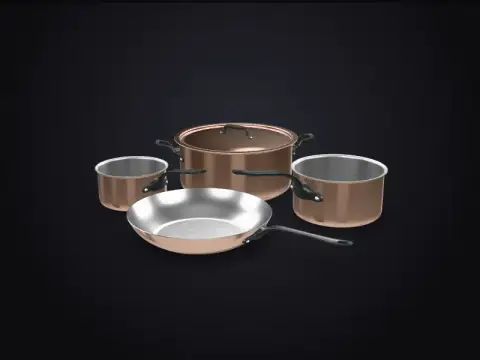 Copper Pots and Pans 3D model
