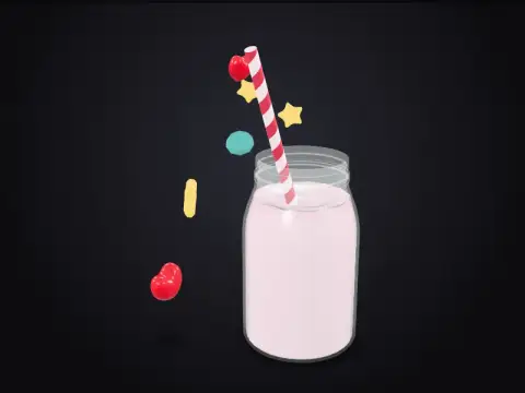 Strawberry Milkshake 3D model