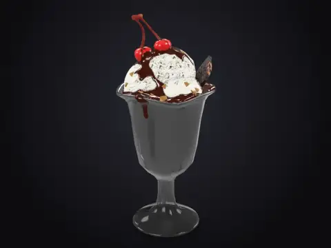 Low-Poly Ice Cream Sundae 3D model