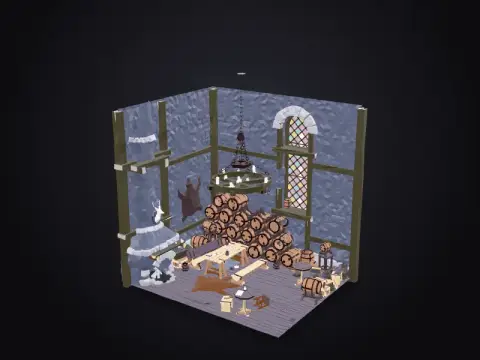 Low-Poly Medieval Tavern 3D model