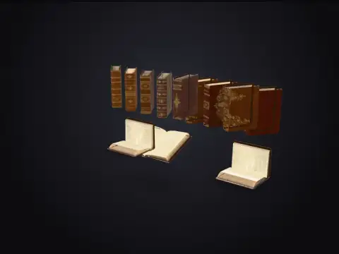 Old Leather Books 3D model