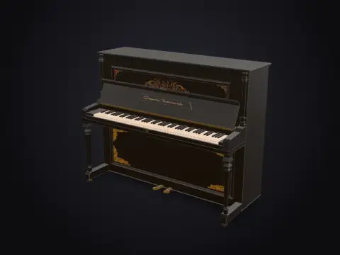 Low-Poly Upright Piano 3D model